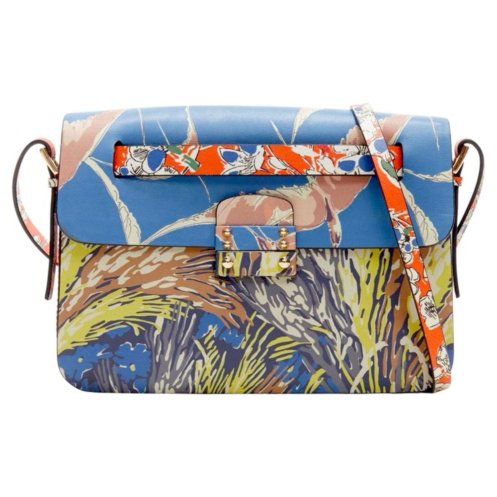VALENTINO Garden Couture Mime floral print leather clasp flap crossbody bag.